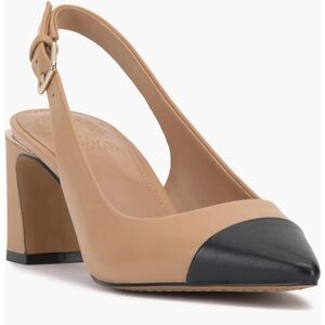 Vince Camuto Hamden Chic Tan and Black Slingback Heels